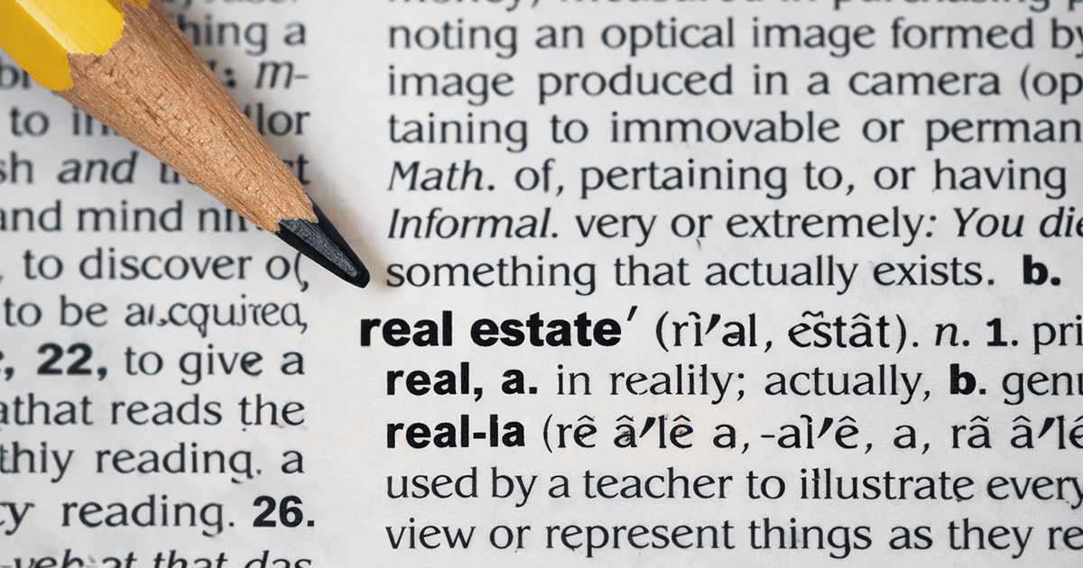 Dictionary page highlighting common real estate terms