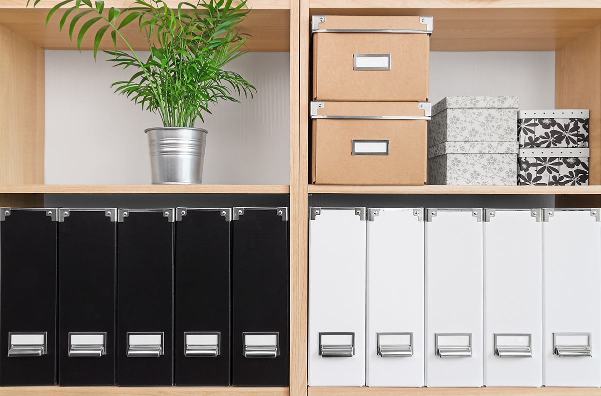 Home Office Tips storage shelves Pam Fraser